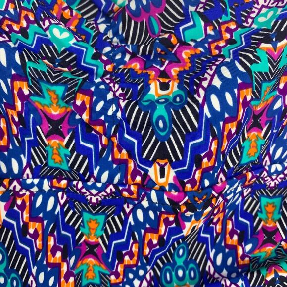 NWT Swim Solutions Sz 18 Tummy Control Shirred Tribal Print One Piece Swimsuit - Picture 3 of 9